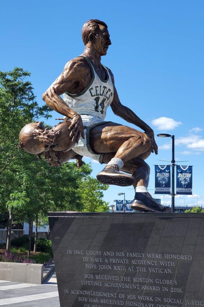 bob cousy bronze sculpture